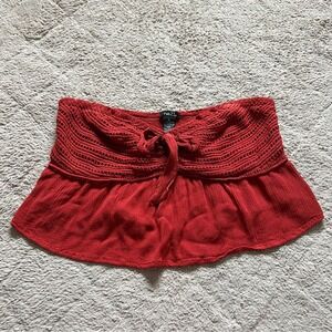 Rue21‎ Smocked Strapless Crochet Crop Top Women's Size L